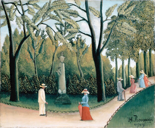 公园林荫道风景油画