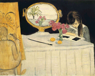 镜前女子静物油画