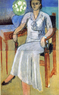 白衣女子坐像油画