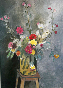 瓶中花卉静物油画