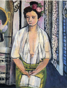和服女子肖像油画