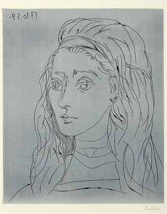 女性线描肖像作品