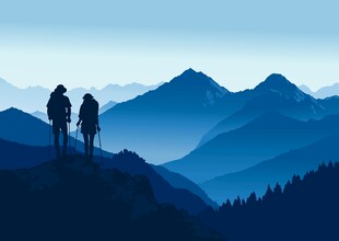登山剪影背景
