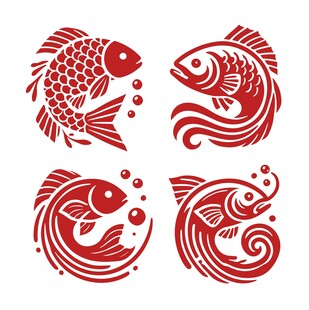 红色锦鲤纹样