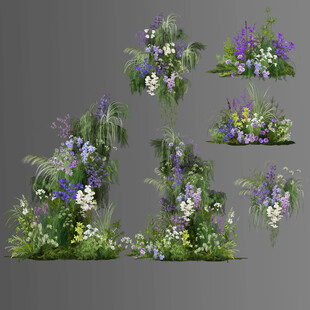 蓝紫色花丛植物素材