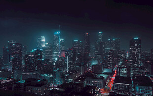 朦胧赛博城市夜景