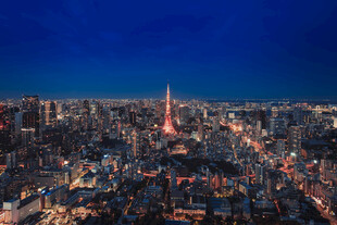 城市夜景航拍全景