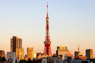 黄昏东京塔城市景观