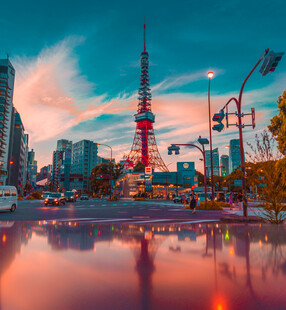 暮色东京塔城市风光