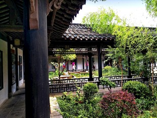 中式园林古亭回廊景致