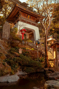中式古宅院门秋景