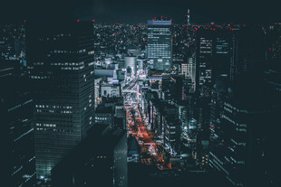 朦胧都市暗调夜景