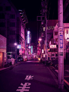 紫调赛博都市夜景
