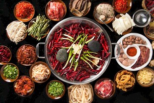 麻辣红油火锅食材组合