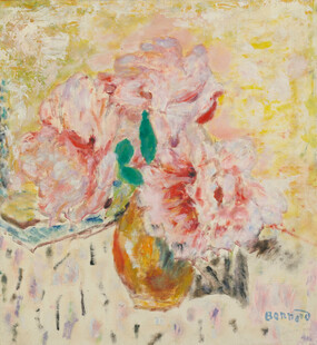 瓶花印象派静物油画