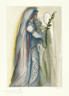 圣母与圣婴水彩插画