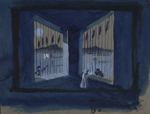 暗调窗边月夜插画