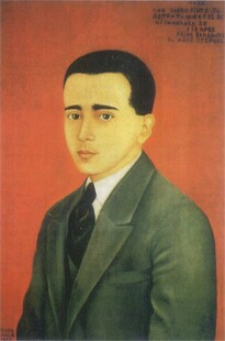 西装男子肖像油画