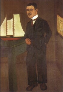 复古正装男士肖像油画