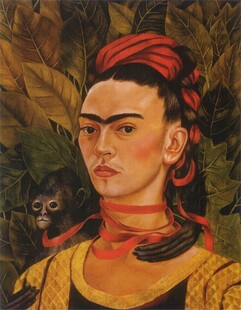 弗里达与猴子自画像