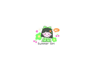 夏日萌系卡通小女孩插画