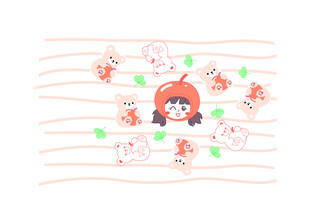 可爱南瓜头女孩卡通插画