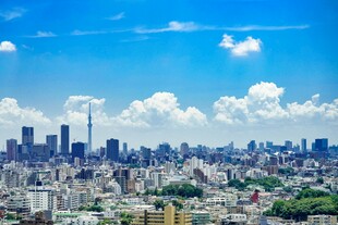 晴空下的东京城市全景