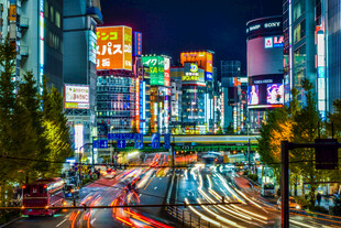 城市夜景车流光轨