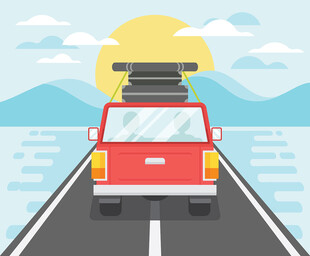 公路自驾旅行插画