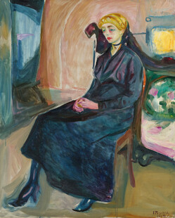 室内女子坐像油画