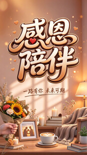 周年庆感恩陪伴温馨海报