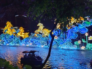 夜湖游船灯光秀