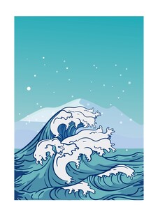 海浪风景插画