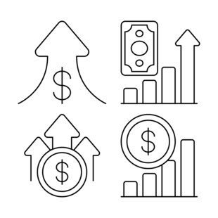 金融收益增长线稿图标