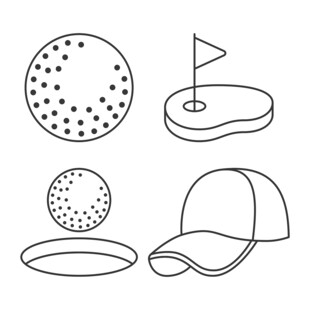 高尔夫元素线描图标