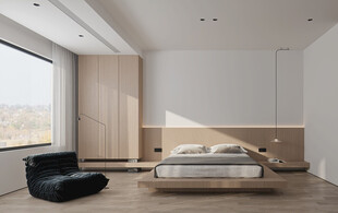 现代简约原木风卧室设计