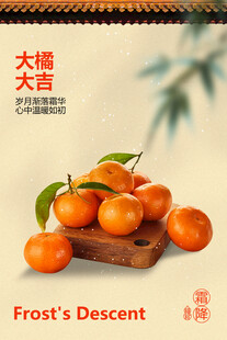霜降橘子水果大吉大利简约海报