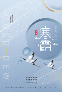 寒露节气简约国风海报