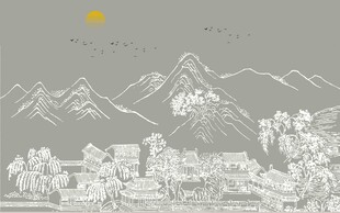 中式水墨山水风景