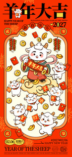 羊年大吉新春贺岁海报
