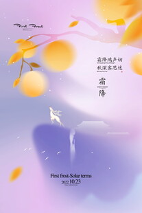 霜降节气柿子插画