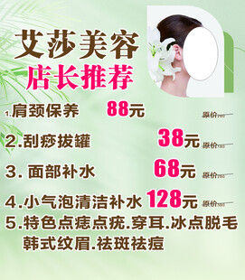 艾莎美容服务价目海报