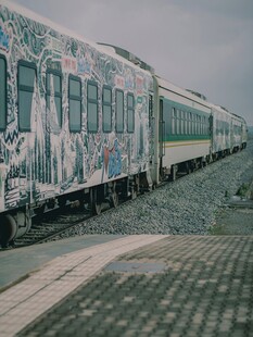 停靠站台的客运列车