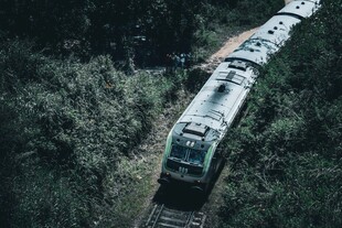 林间穿行的绿皮火车