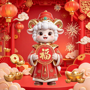 羊年新春萌羊送福
