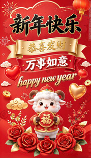 新年快乐新春祝福海报