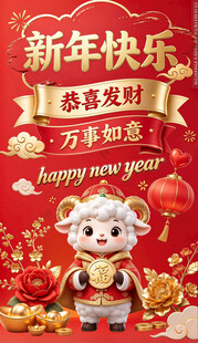 羊年新年喜庆祝福海报