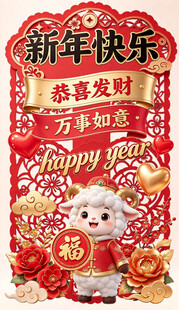 新年卡通小羊祝福挂饰