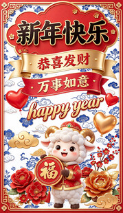 新年快乐新春祝福海报