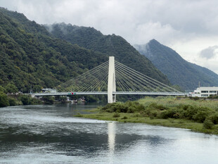 江畔斜拉桥山水风光